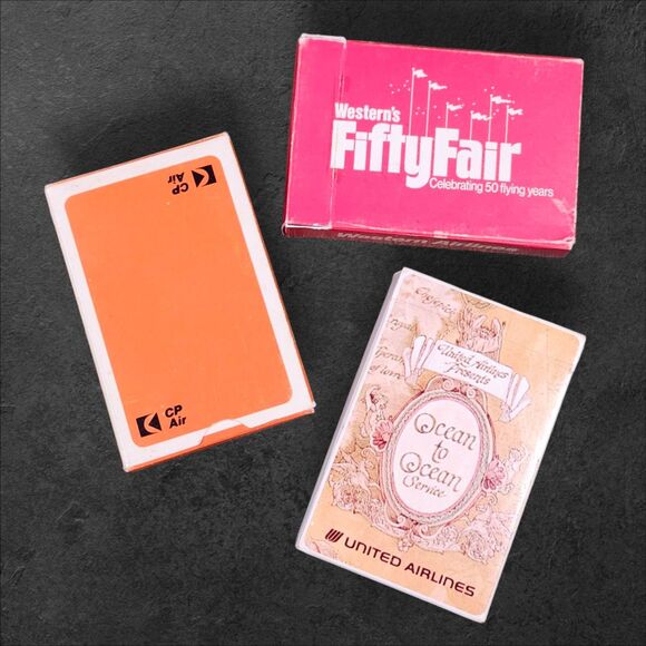 3 Sets Vintage Airlines Playing Cards United Airlines Western CP Air Card Game - Picture 1 of 5